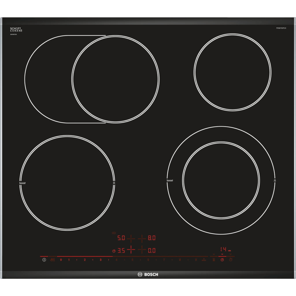 Bosch Bosch Serie 8 PKN675DP1D plaque Noir, Acier inoxydable Intégré Céramique 4 zone(s)