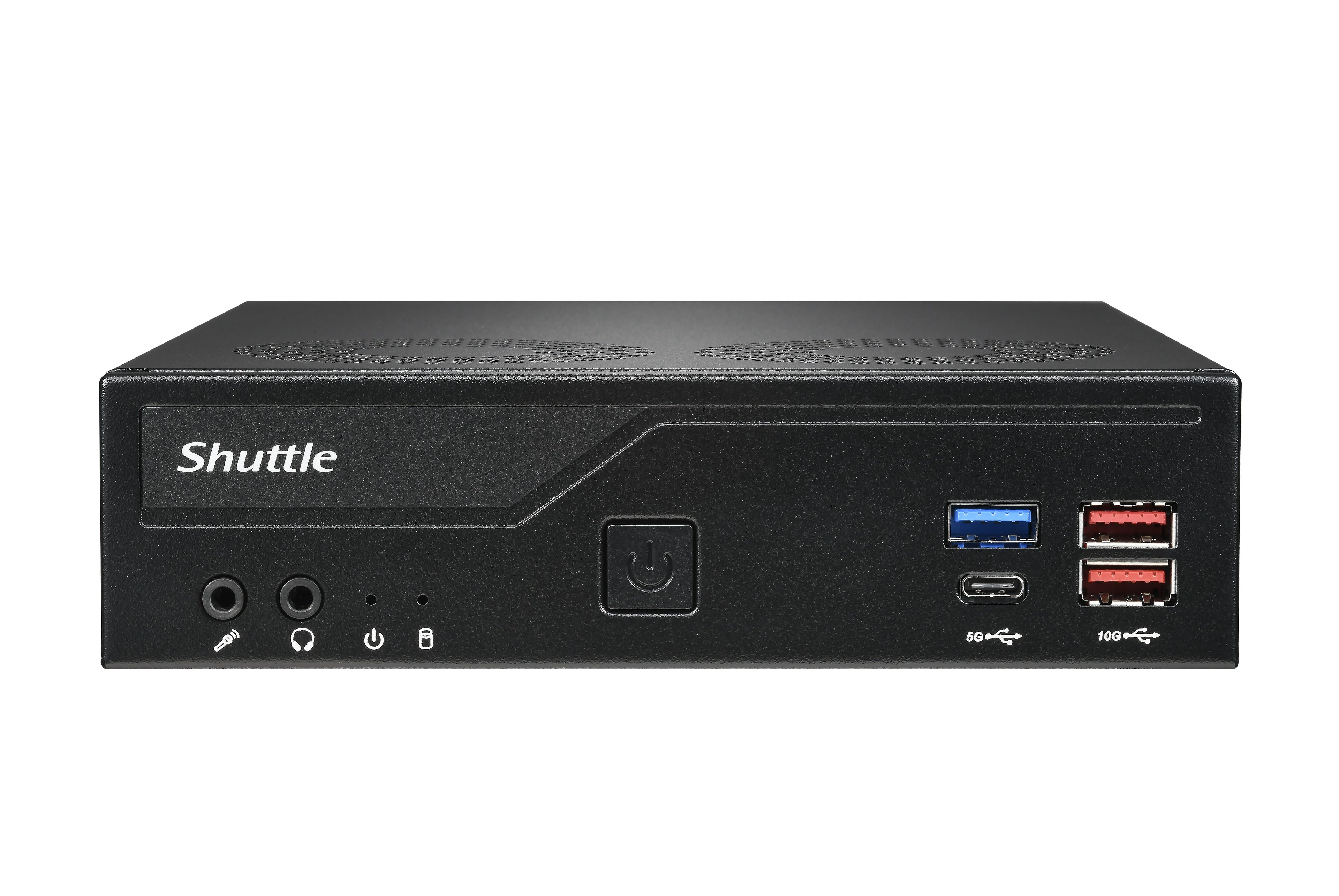 Shuttle Slim PC DH770 , S1700, 2x HDMI, 2x DP , 2x 2.5G LAN, 2x COM, 8x USB, 1x 2.5", 2x M.2, fonctionnement permanent 24/7, attaches VESA