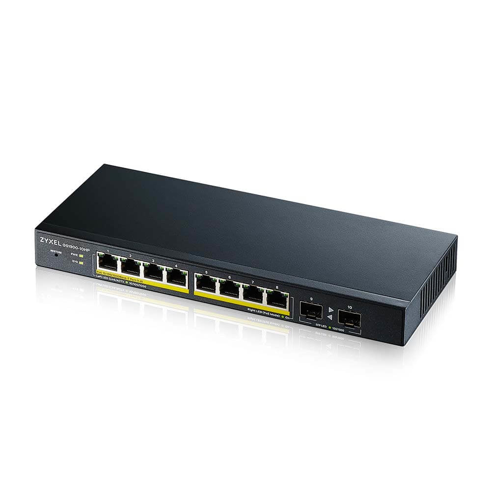 Zyxel GS1900-10HP Géré L2 Gigabit Ethernet (10/100/1000) Connexion Ethernet, supportant l'alimentation via ce port (PoE)