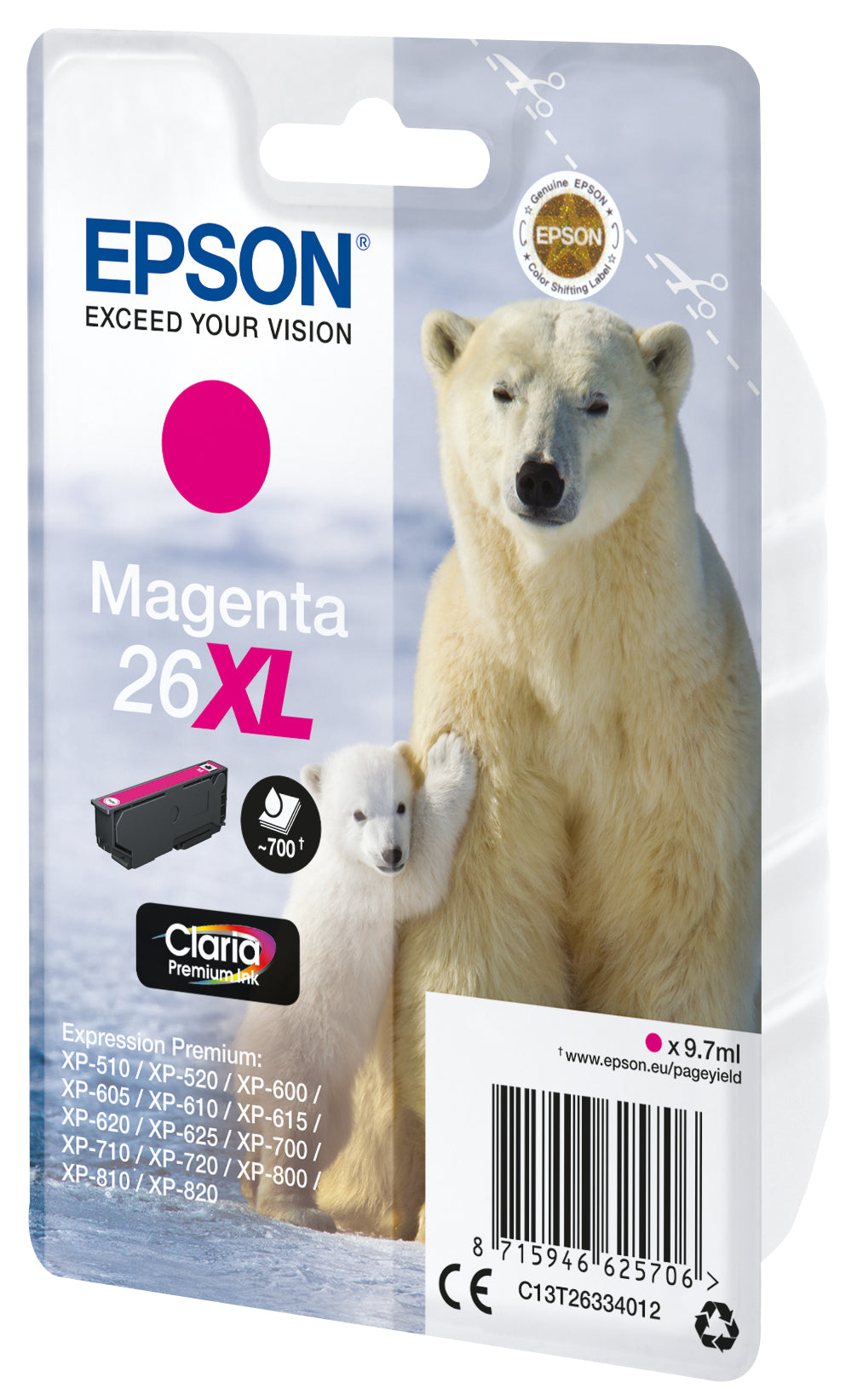 Epson Polar bear Encre magenta Claria Premium Ours Polaire 26XL