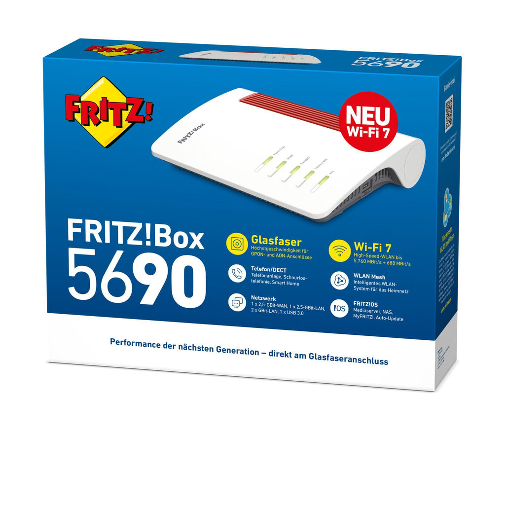 Routeur Sans Fil Box 5690 Bi-bande 2.5 Gigabit Ethernet, Wi-Fi 7, Rouge et Blanc