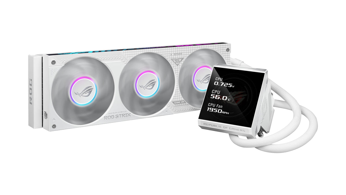 ASUS ROG Strix LC IV 360 ARGB LCD White Edition, Kit de Refroidissement Liquide, Ventilateurs 12 cm, Blanc