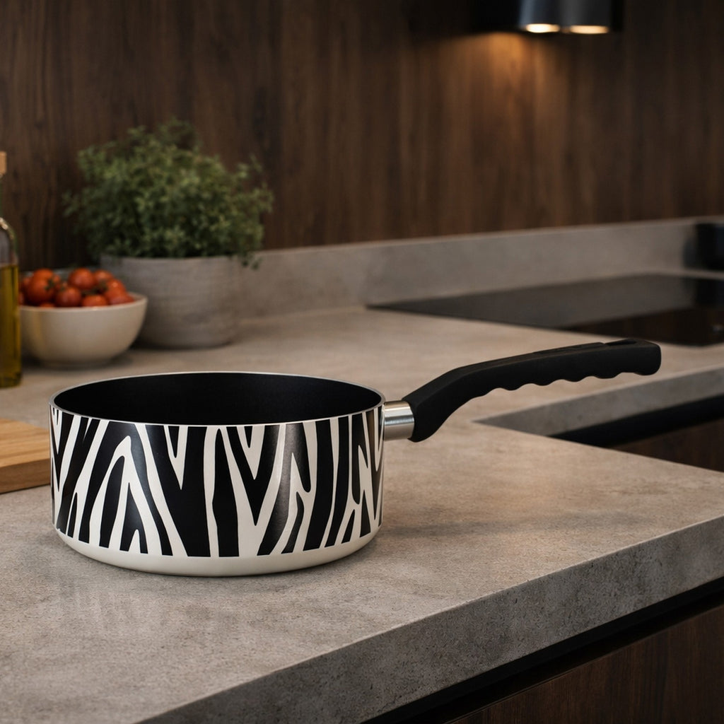 Menastyl Set de Cuisson Poêle 24 cm et Casserole 18 cm Zèbre