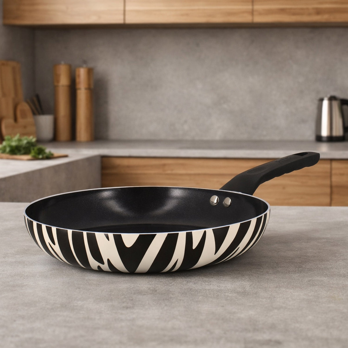 Menastyl Set de Cuisson Poêle 24 cm et Casserole 18 cm Zèbre