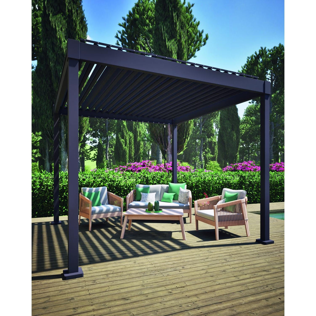 Pergola Bioclimatique Autoportante 3x3m à Lame Orientable Gris Anthracite Toscana
