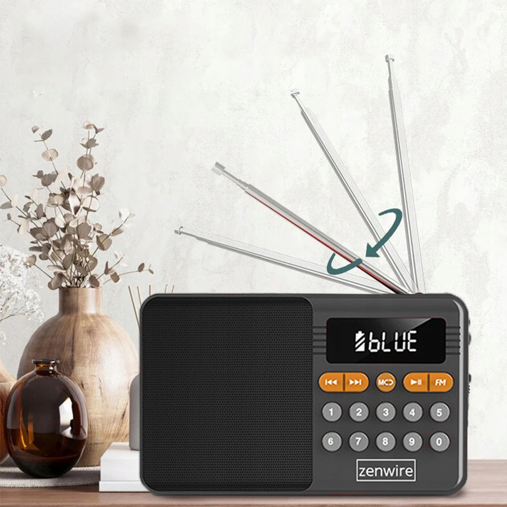 Mini radio FM Bluetooth portable à piles, haut-parleur sans fil pour la cuisine Zenwire YSF-005BT