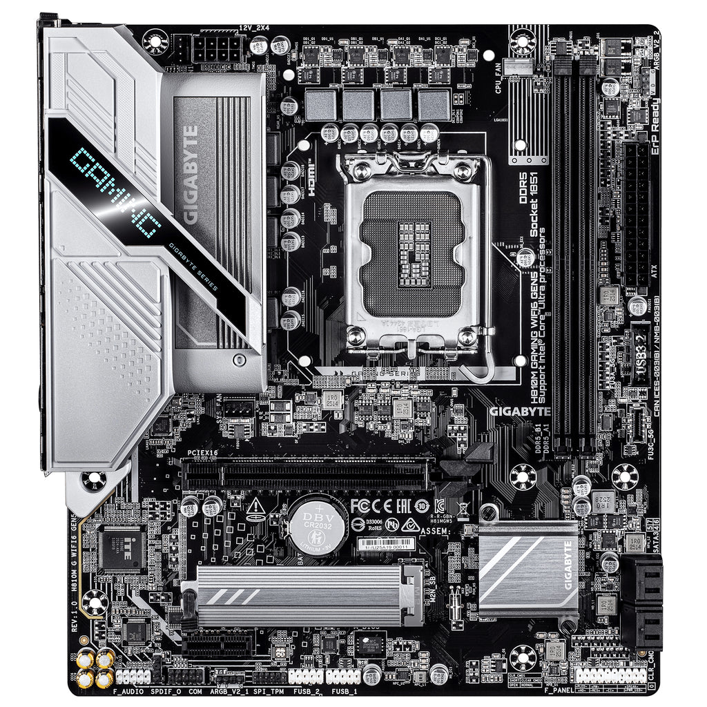 GIGABYTE H810M GAMING WIFI6 GEN5 Carte Mère – Processeurs Intel Core Ultra (Série 2), VRM 4+1+2 phases, jusqu’à 6400 MHz