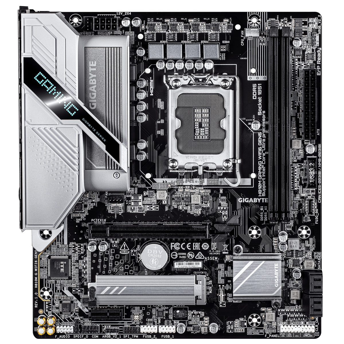 GIGABYTE H810M GAMING WIFI6 GEN5 Carte Mère – Processeurs Intel Core Ultra (Série 2), VRM 4+1+2 phases, jusqu’à 6400 MHz