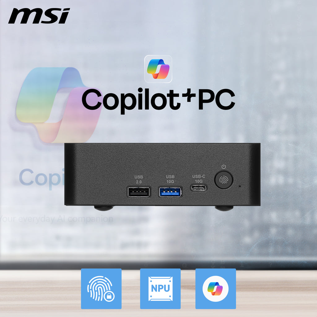 MSI Cubi NUC AI+ 3MG-004EU Copilot+ PC Intel Core Ultra 5 322 16 Go DDR5-SDRAM 512 Go SSD Windows 11 Pro Mini PC Noir
