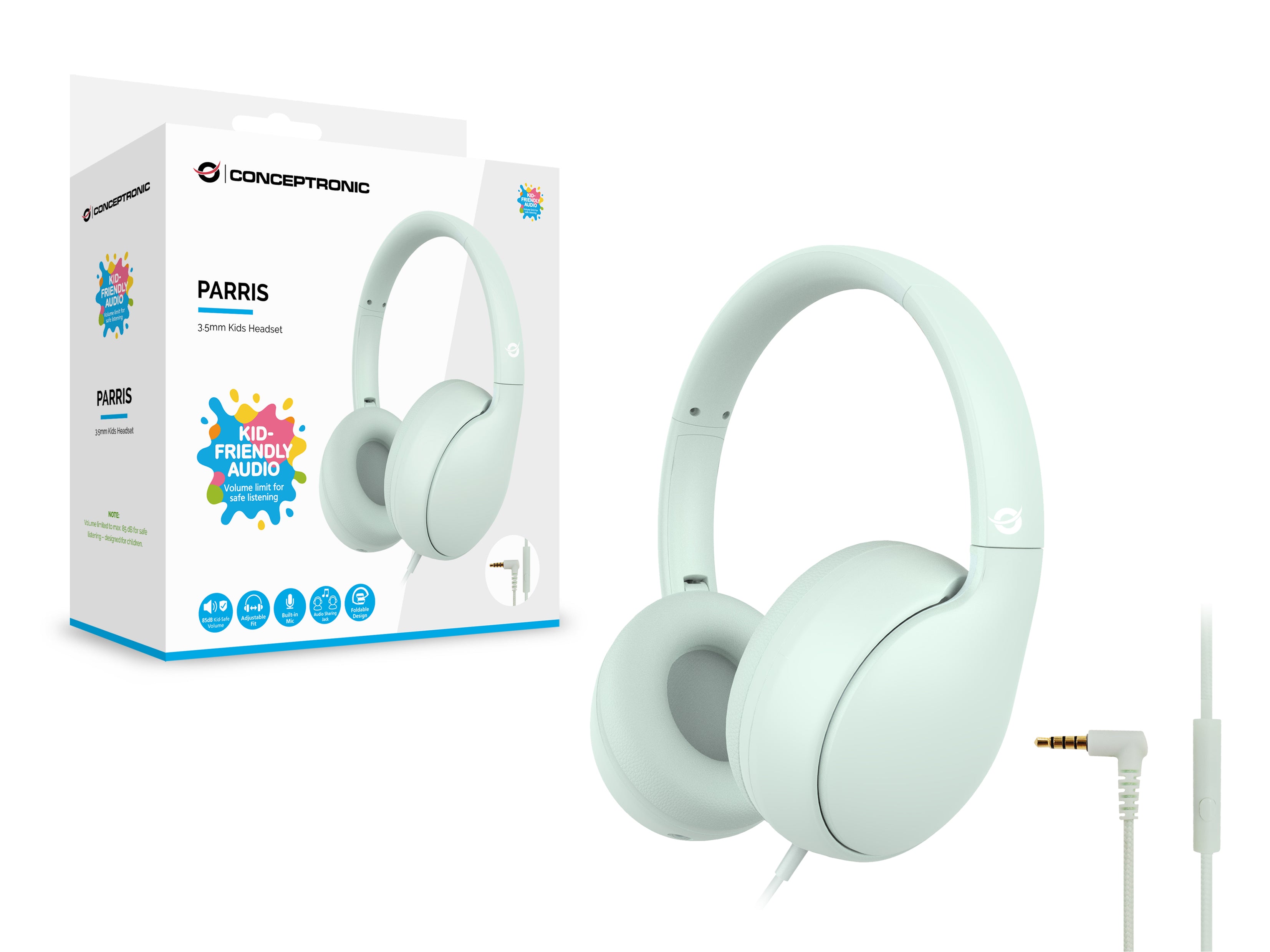 Conceptronic PARRIS04GT casque Avec fil Arceau Appels/Musique Vert clair