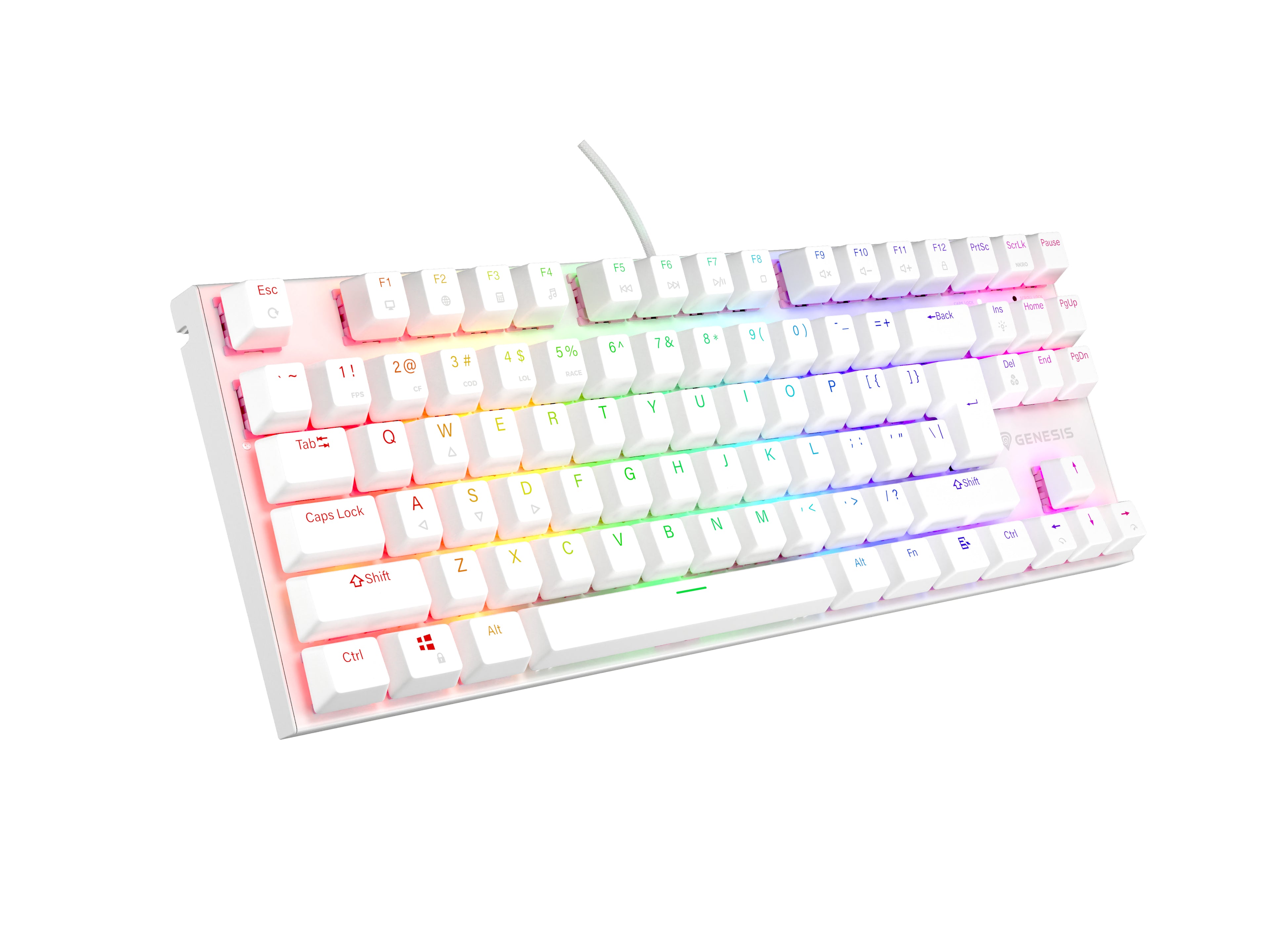 GENESIS Thor 303 TKL clavier Gaming USB QWERTY US International Blanc