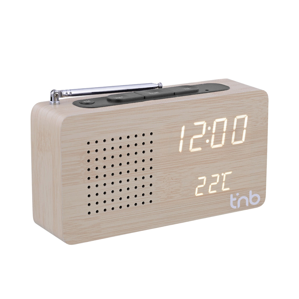 TNB Radio réveil FM - LED - effet bois