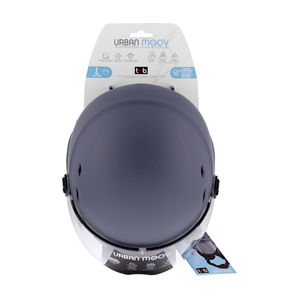 TNB Casque pour vélo et trottinette avec visière Taille L Visor Urban Moov Bleu nuit