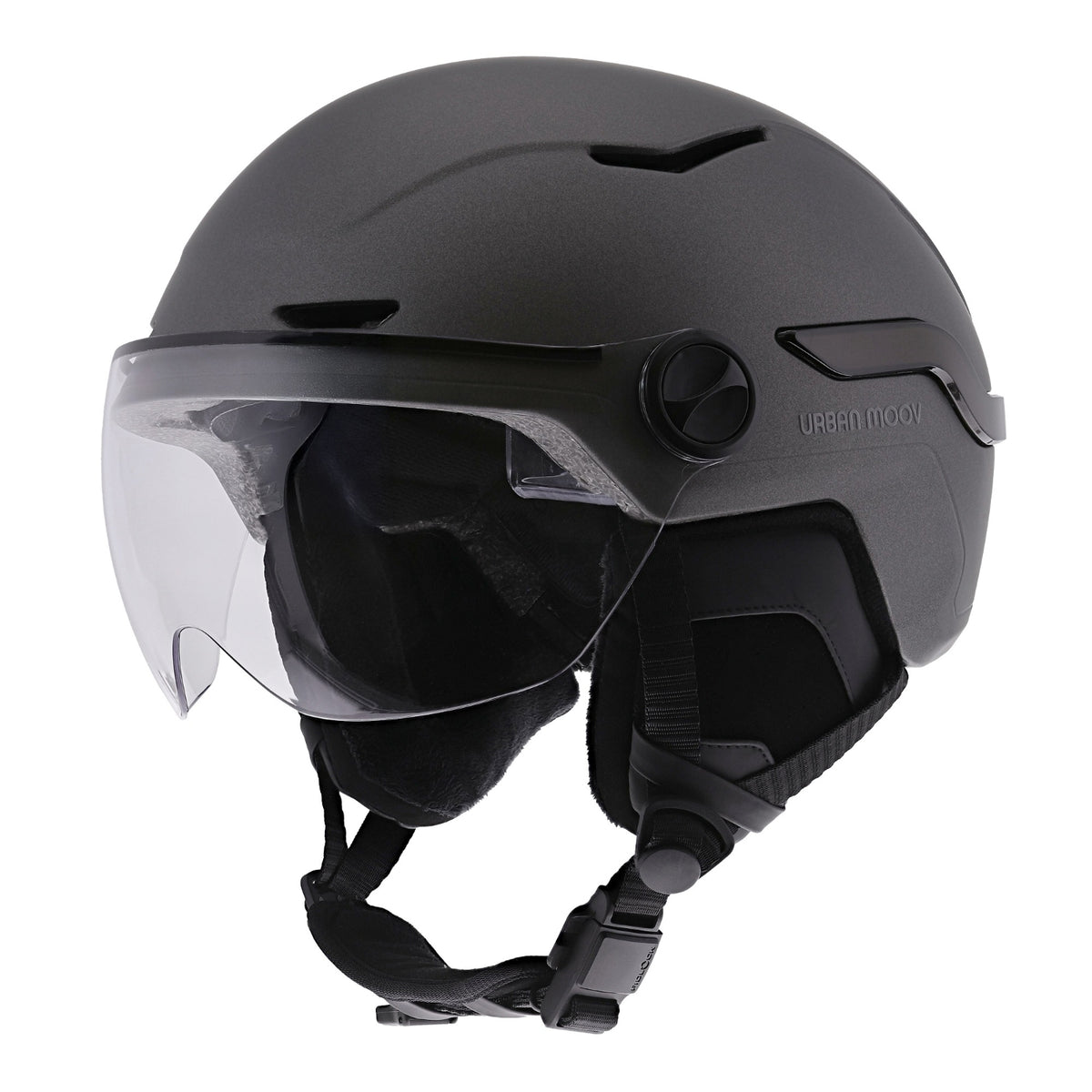 TNB Casque pour vélo et trottinette avec visière et feu stop LED Vizion Gris