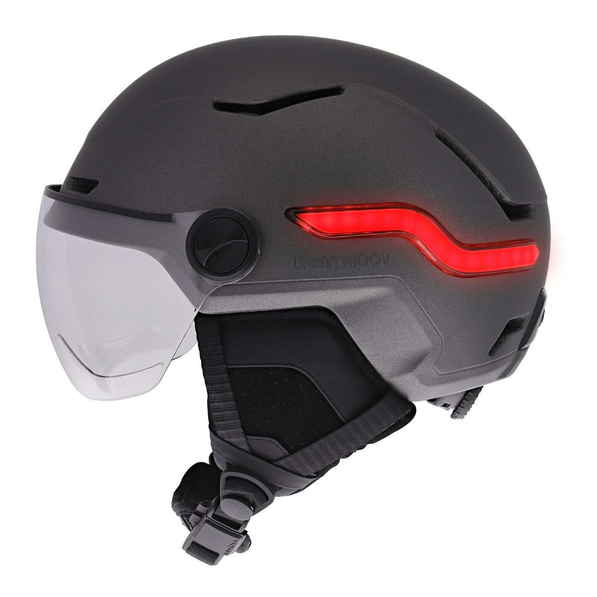 TNB Casque pour vélo et trottinette avec visière et feu stop LED Vizion Gris