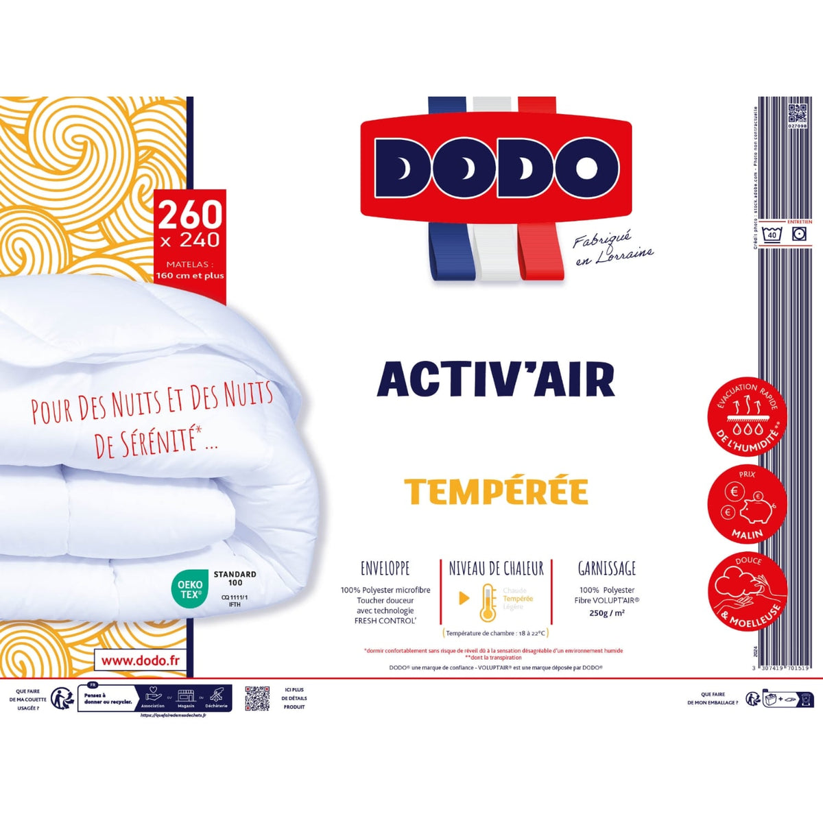 DODO Couette Tempérée 260X240cm Activ'Air