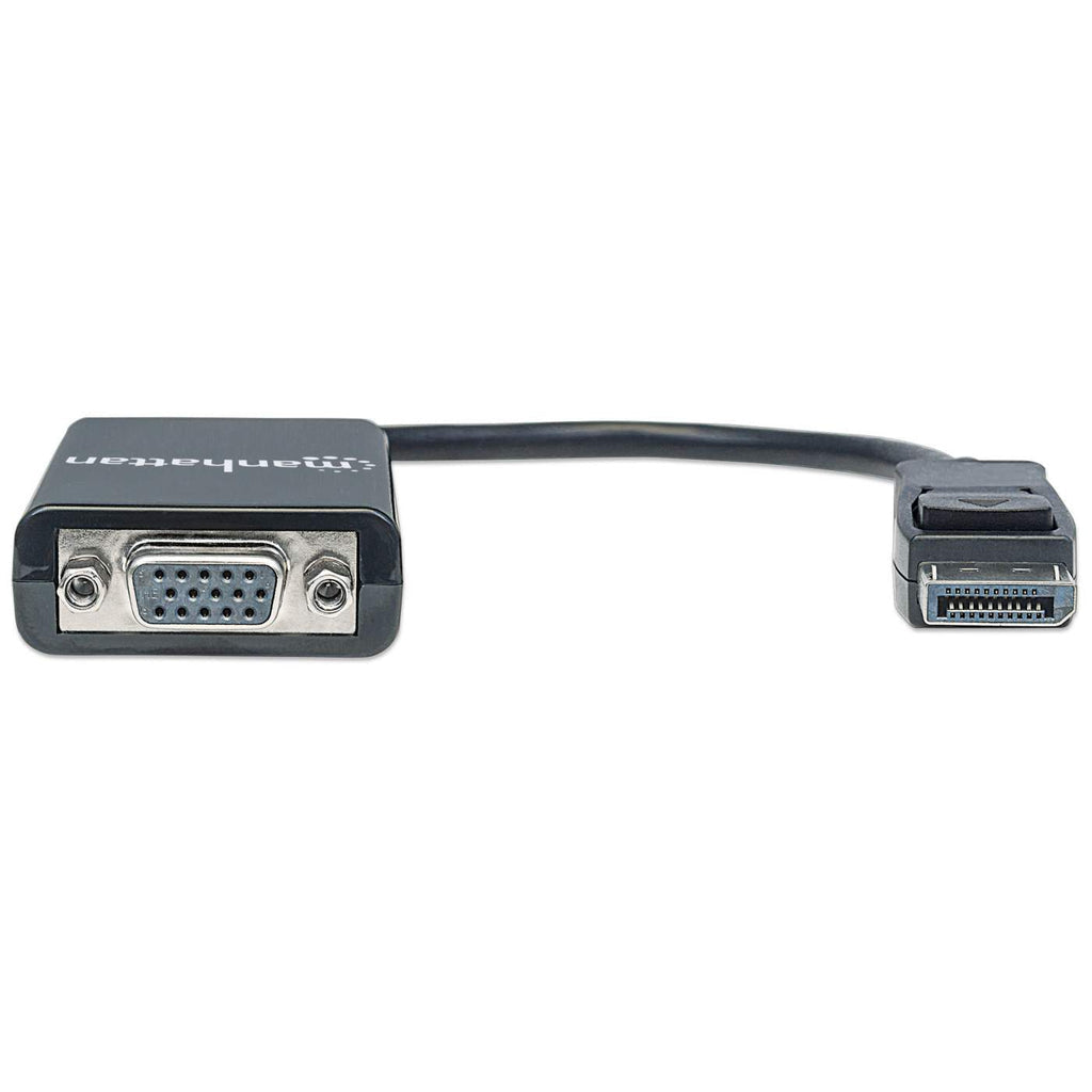 Manhattan Câble convertisseur DisplayPort vers VGA HD15, actif, 15 cm, mâle vers femelle, DP avec verrouillage, noir, garantie à vie, équivalent à DP2VGA2