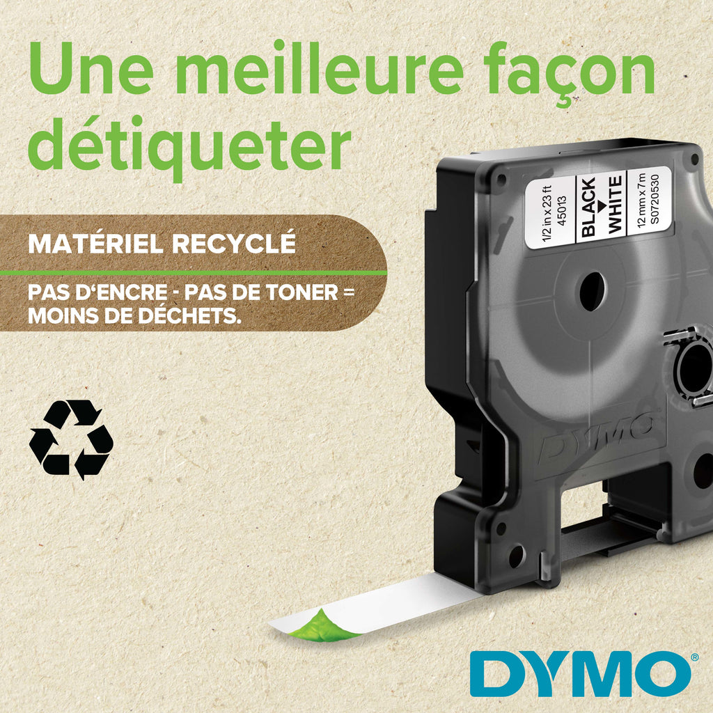 DYMO D1 étiquettes autocollantes authentiques | rouleau de 24 mm x 7 m | impression en noir sur fond jaune | autocollantes | pour étiqueteuses LabelManager