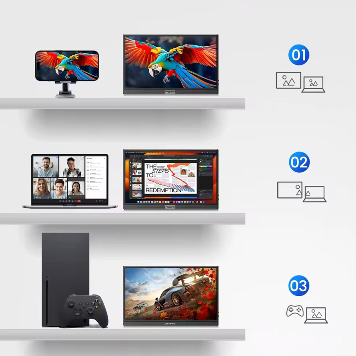M9P USB-C Full HD 1920x1080 IPS HDR HDMI Moniteur portable pour ordinateur portable 15,6 pouces