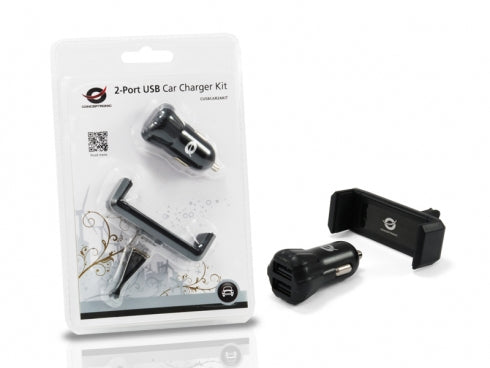 Conceptronic CUSBCAR2AKIT chargeur d'appareils mobiles Smartphone, Tablette Noir Allume-cigare Auto
