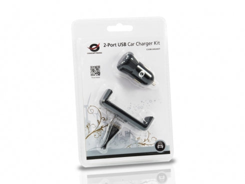 Conceptronic CUSBCAR2AKIT chargeur d'appareils mobiles Smartphone, Tablette Noir Allume-cigare Auto