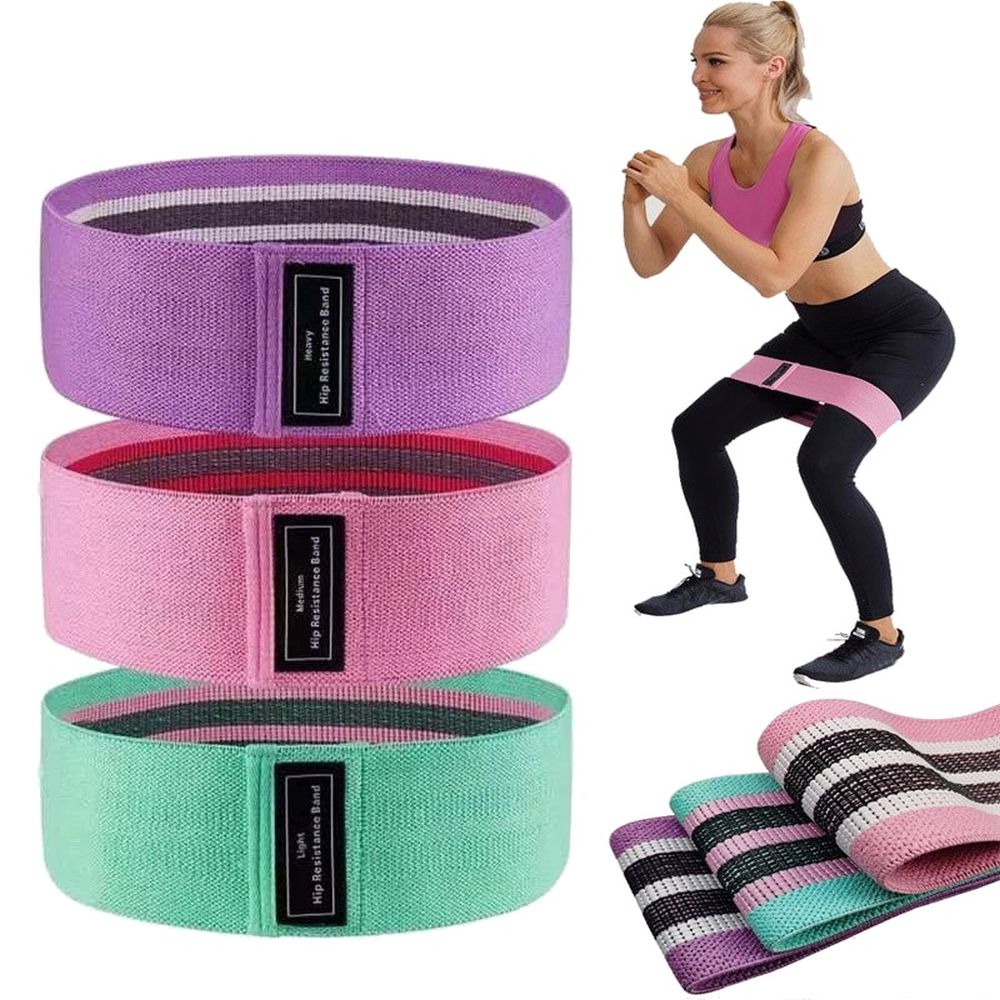 ZESTAW 3x MOCNE GUMY DO ĆWICZEŃ OPASKI MATERIAŁOWE OPOROWE TAŚMY FITNESS