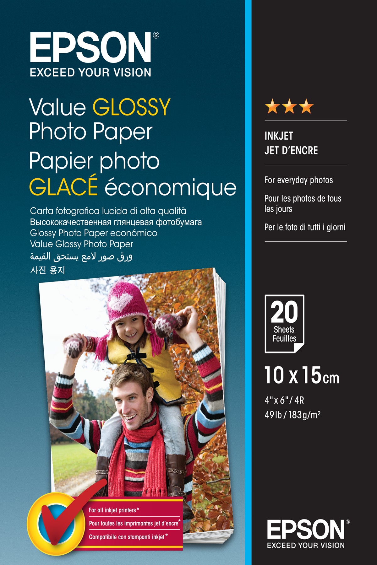 Epson Value Glossy Photo Paper - 10x15cm - 20 Feuilles