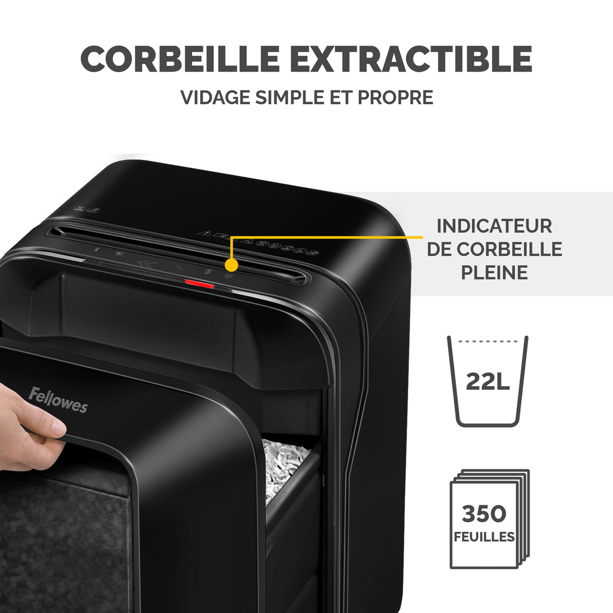 Fellowes Powershred LX200 Destructeur de Papier, Noir