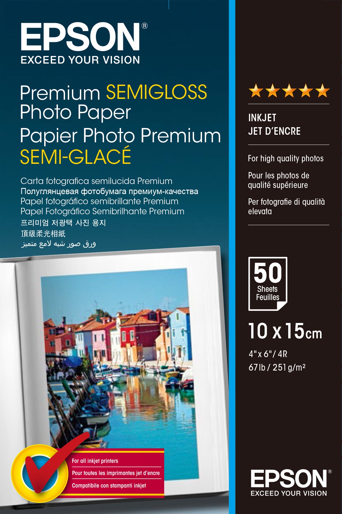 Epson Premium Semi-Gloss Photo Paper - 10x15cm - 50 Feuilles