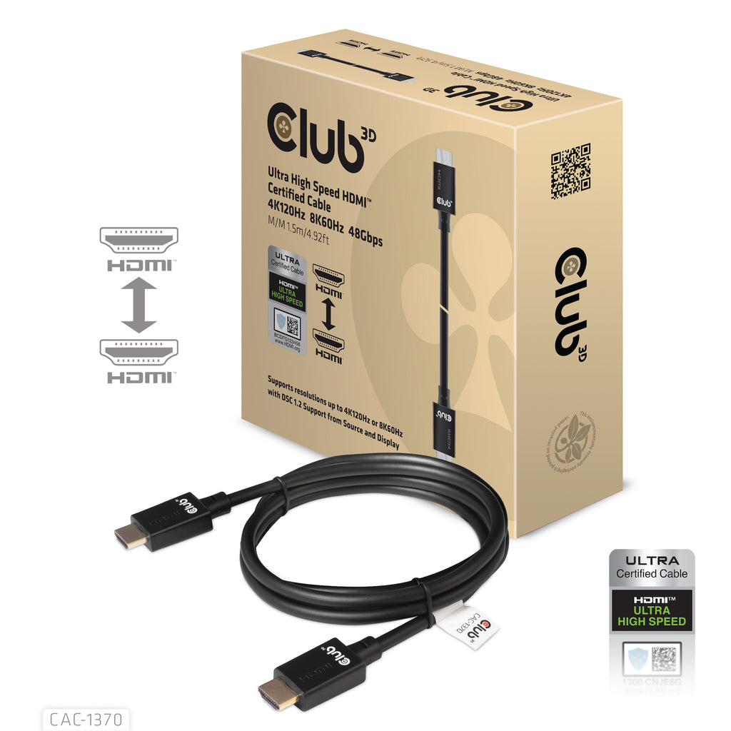 CLUB3D CAC-1370 Câble HDMI 2.1 Standard Type A, 1,5 m, Noir
