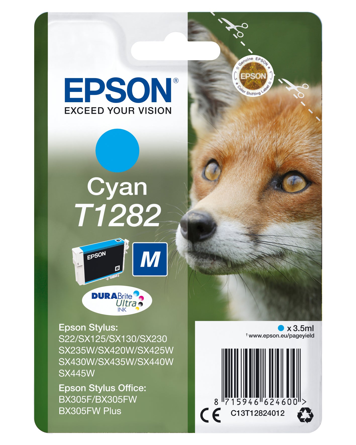 Epson Fox Encre cyan DURABrite Ultra Renard T1282