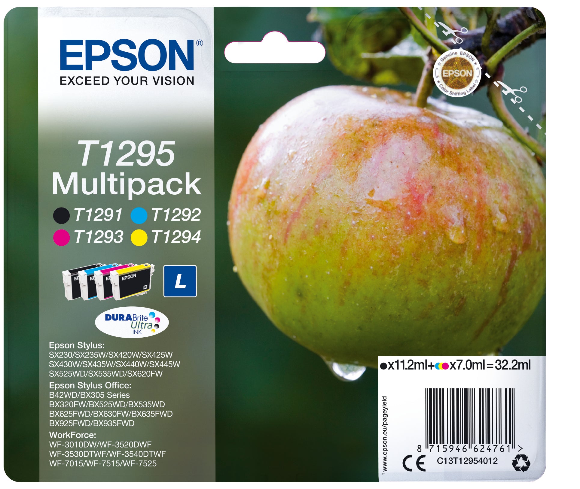 Epson Apple Encre DURABrite Ultra multipack 4 couleurs Pomme T1295
