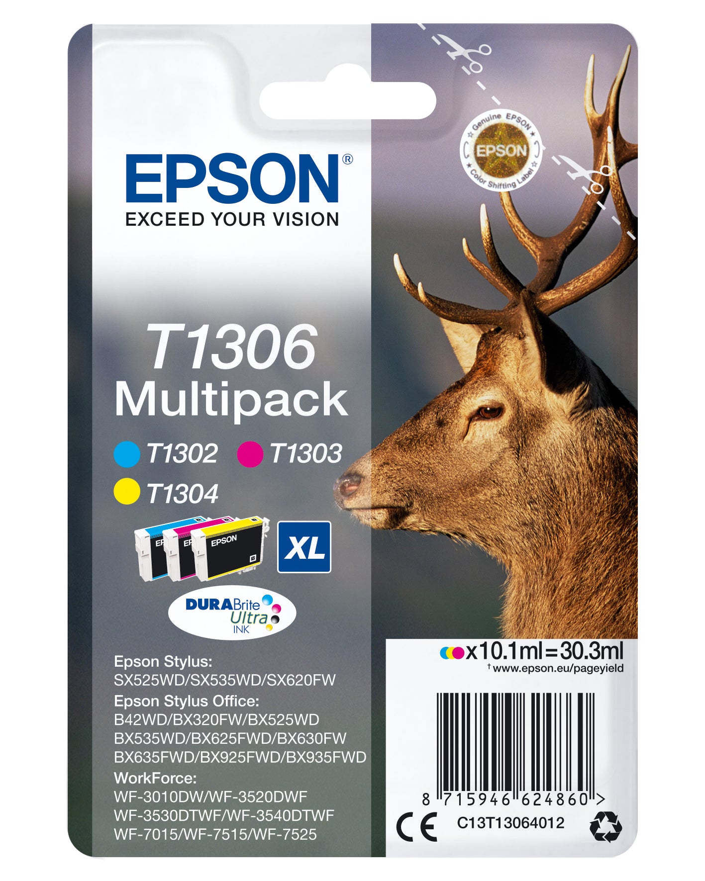 Epson Stag Encre DURABrite Ultra multipack 3 couleurs Cerf T1306