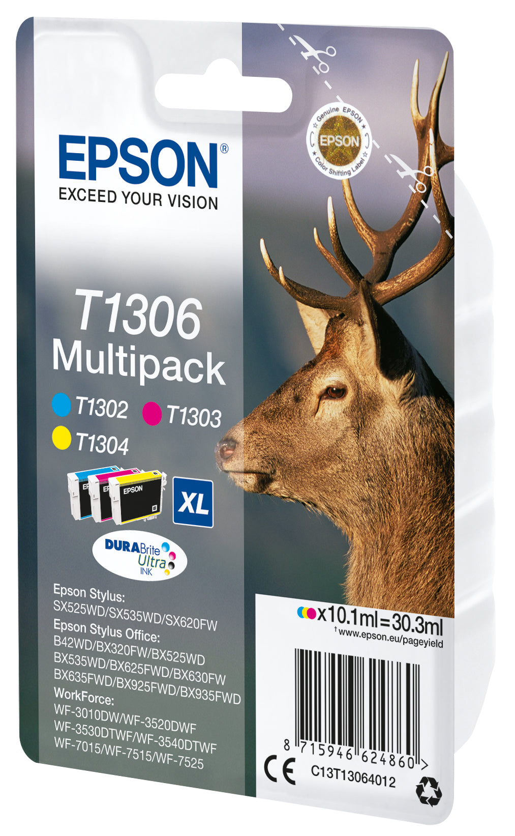Epson Stag Encre DURABrite Ultra multipack 3 couleurs Cerf T1306