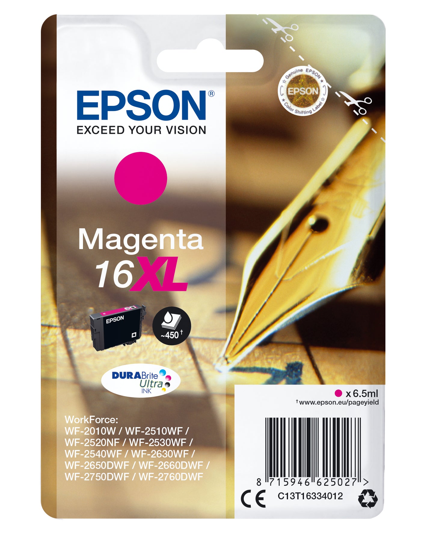 Epson Pen and crossword Singlepack Magenta 16XL DURABrite Ultra