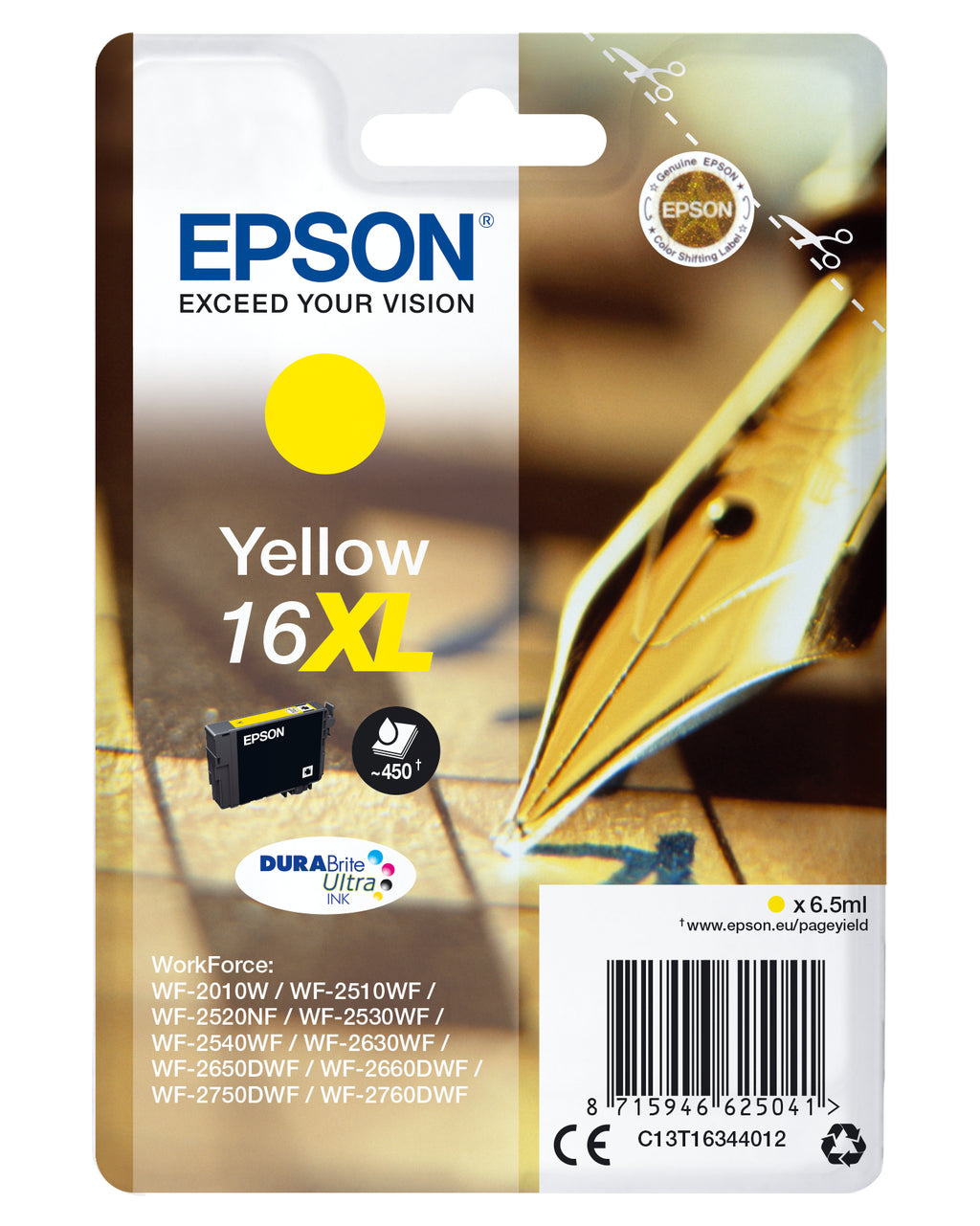 Epson Pen and crossword Singlepack Yellow 16XL DURABrite Ultra