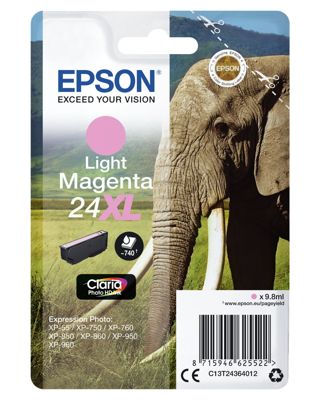 Epson Elephant Cartouche "Eléphant" - Encre Claria Photo HD Mc (XL)