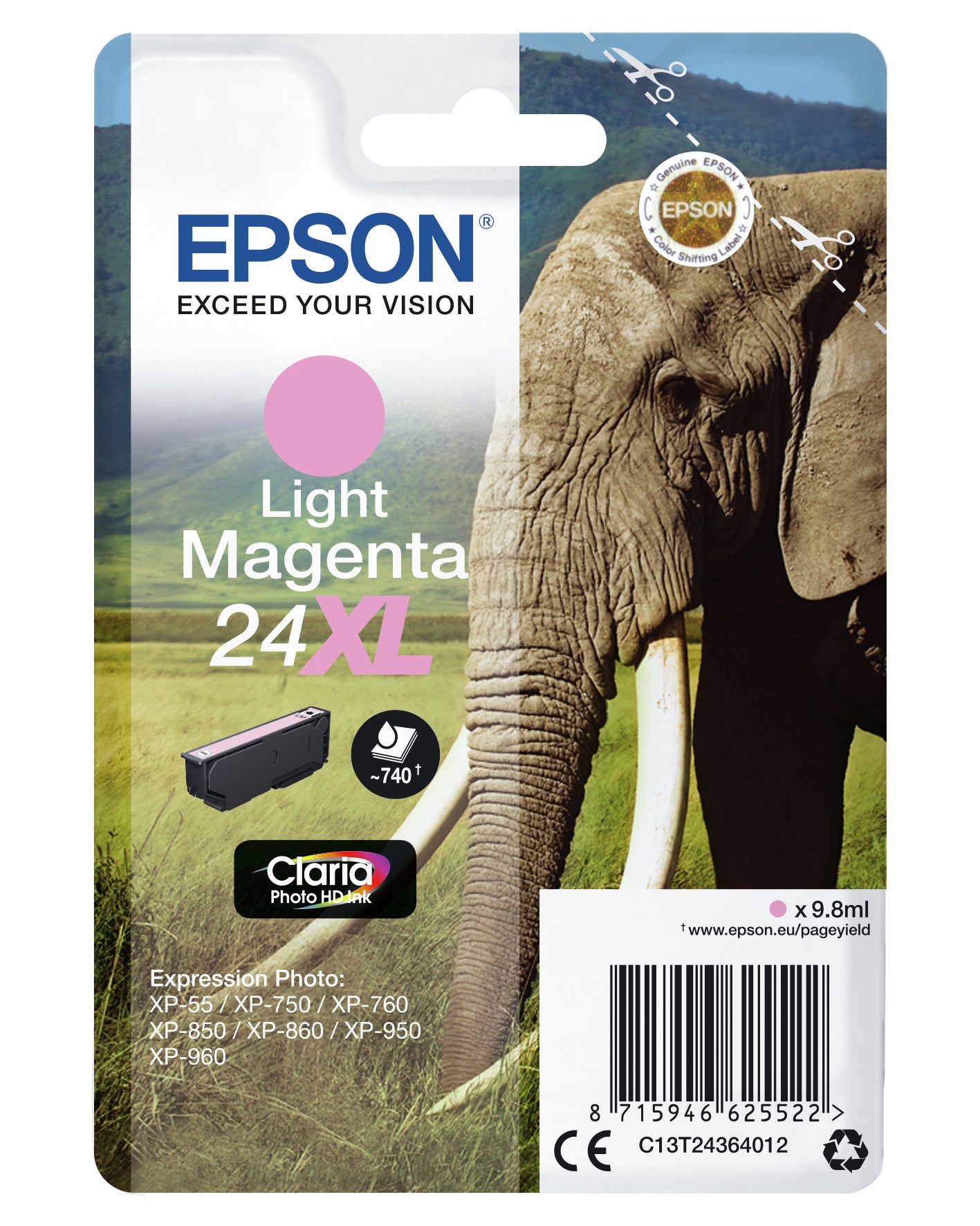 Epson Elephant Cartouche "Eléphant" - Encre Claria Photo HD Mc (XL)