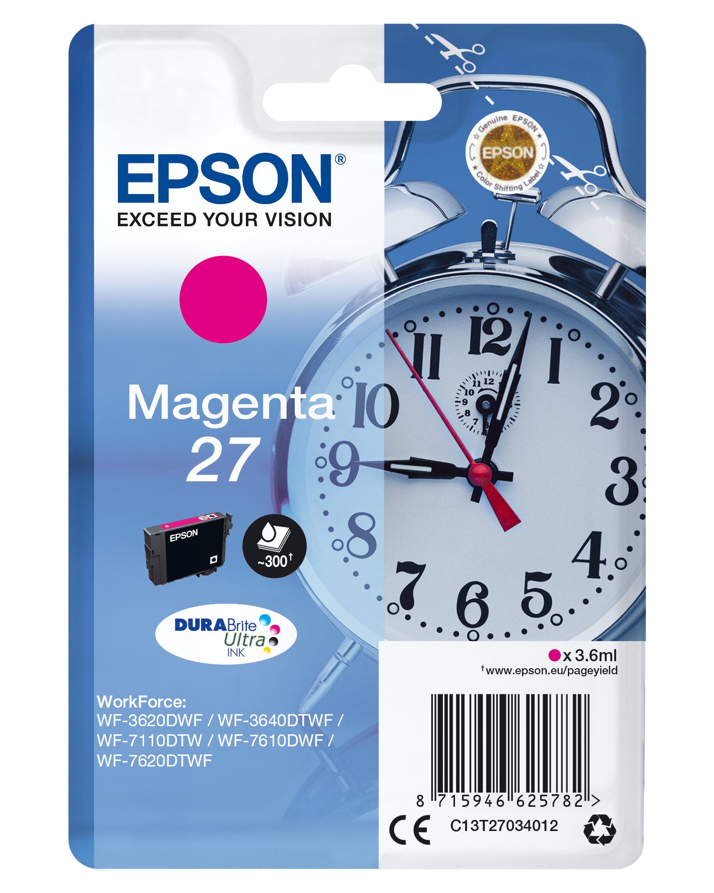 Epson Alarm clock Cartouche "Réveil" 27 - Encre DURABrite Ultra M