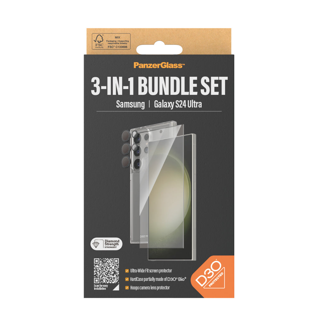 PanzerGlass PanzerGlass ® 3-in-1 Protection Bundle Samsung Galaxy S24 Ultra | Ultra-Wide Fit w. EasyAligner Protection d'écran transparent 1 pièce(s)