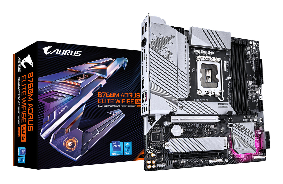 GIGABYTE B760M AORUS ELITE WIFI6E GEN5 Carte Mère DDR5 Intel Core 14e Génération