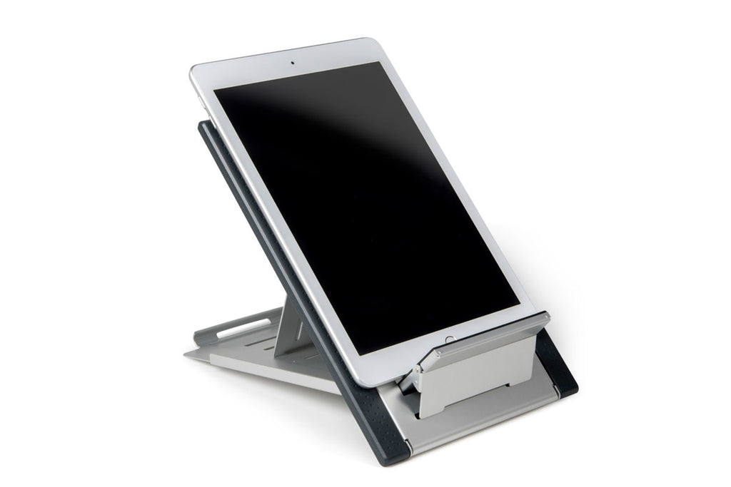 Support pour Ordinateur Portable et Tablette, Aluminium, Noir et Argent