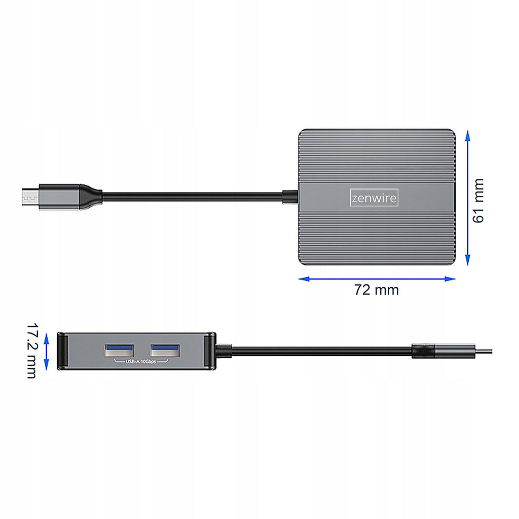 Hub USB-C 7-en-1 : adaptateur USB 3.0, HDMI 4K 60 Hz, DisplayPort, Gigabit RJ-45 1000 M, Zenwire BS-HP706