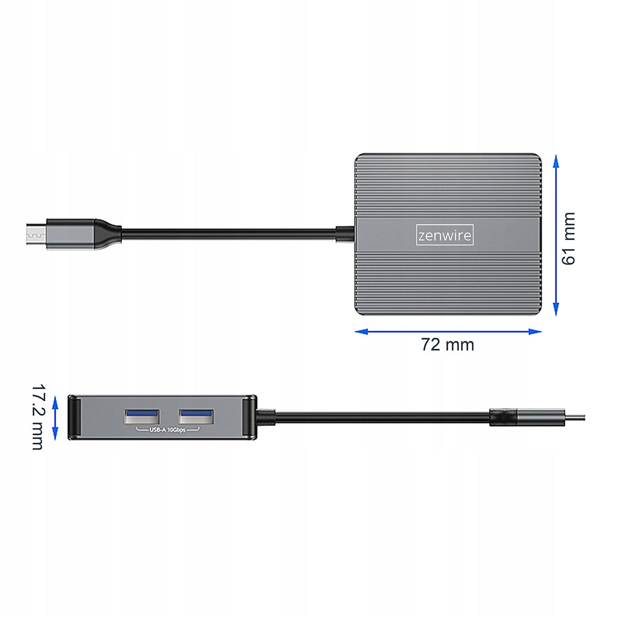 Hub USB-C 7-en-1 : adaptateur USB 3.0, HDMI 4K 60 Hz, DisplayPort, Gigabit RJ-45 1000 M, Zenwire BS-HP706