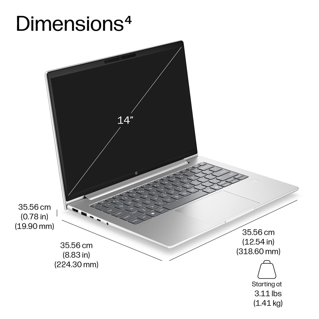 HP ProBook 4 G2a 14 AI AMD Ryzen 7 250 14inch WUXGA AG LED UWVA UMA Webcam 32GB LPDDR5X 512GB SSD be+BT 3C Batt FPS W11P
