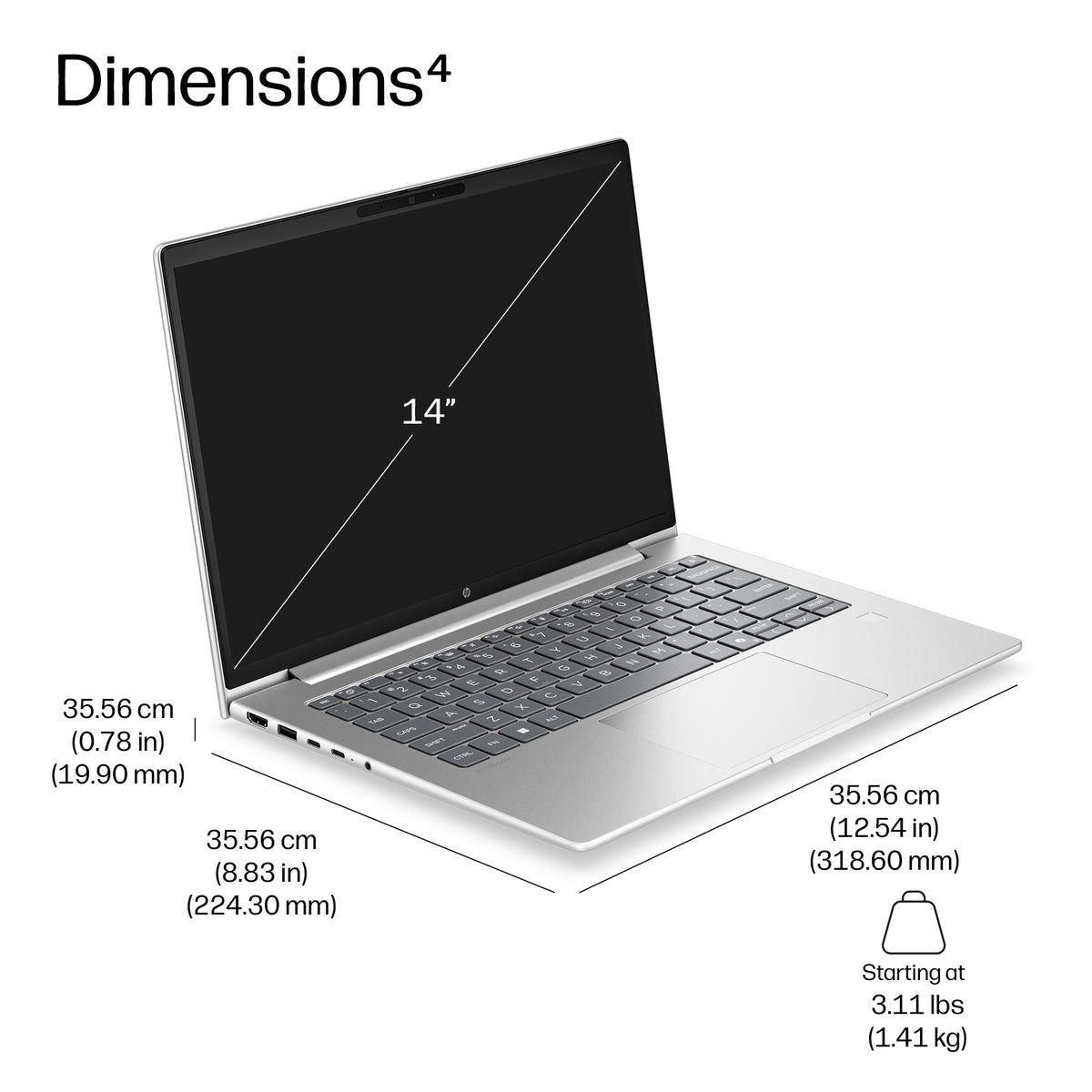 HP ProBook 4 G2a 14 AI AMD Ryzen 7 250 14inch WUXGA AG LED UWVA UMA Webcam 32GB LPDDR5X 512GB SSD be+BT 3C Batt FPS W11P