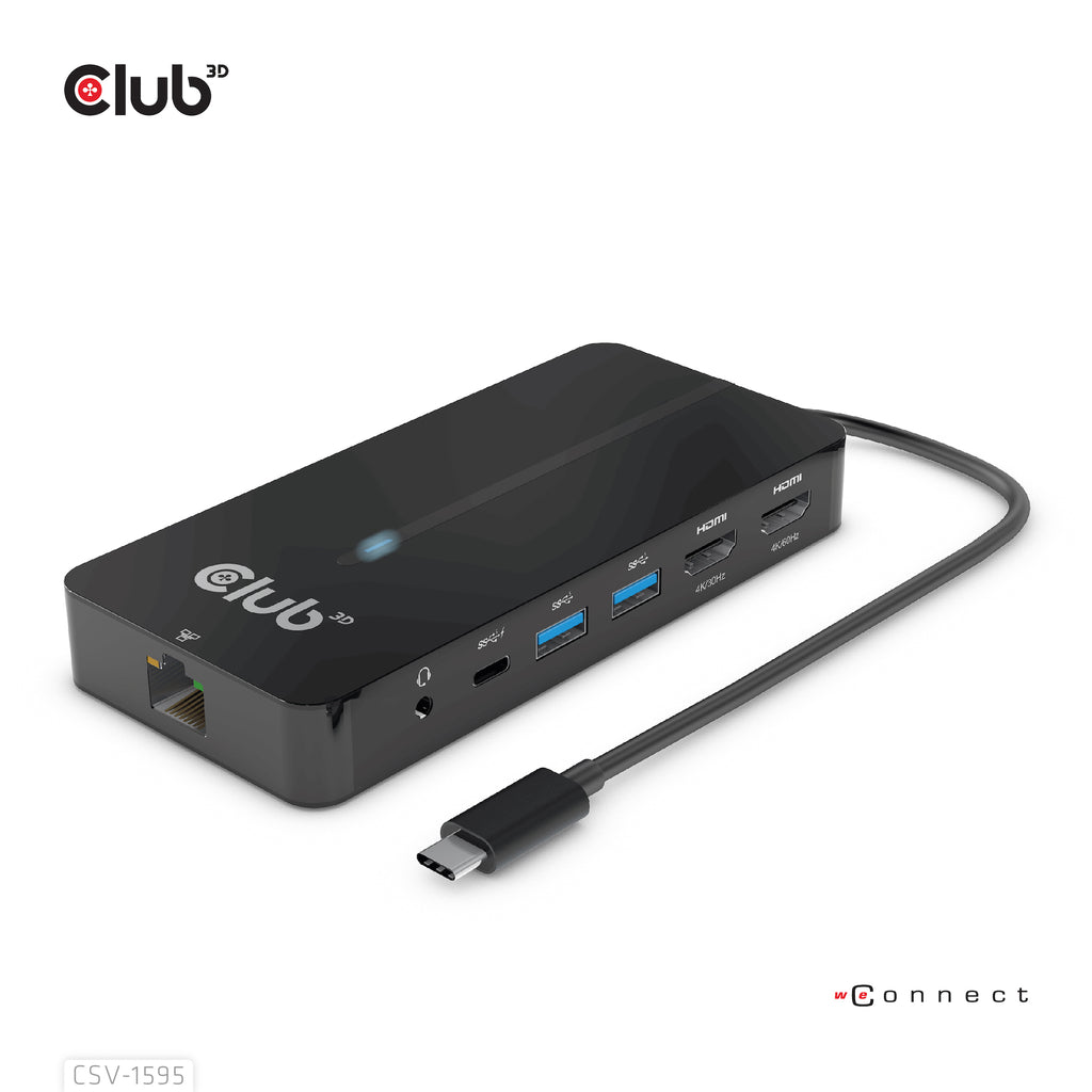 CLUB3D CSV-1595 Station d'accueil USB 3.2 Gen 1 Type-C, 4K UHD 60Hz, Noir