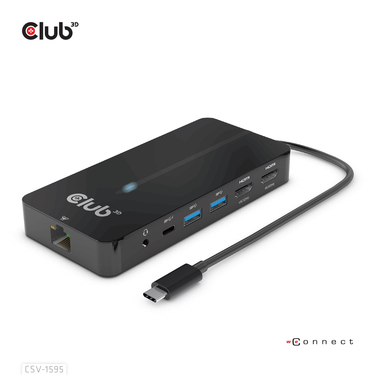 CLUB3D CSV-1595 Station d'accueil USB 3.2 Gen 1 Type-C, 4K UHD 60Hz, Noir
