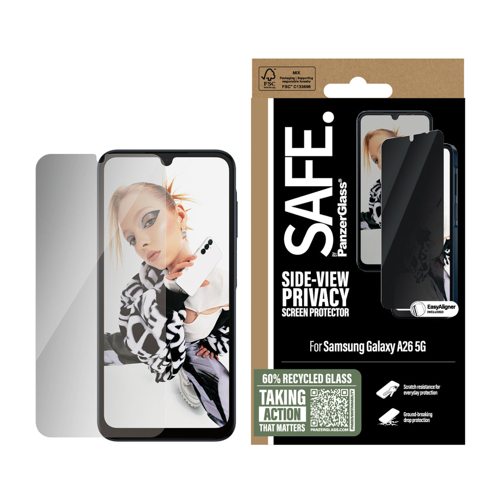 PanzerGlass SAFE. by ® 2-Way Privacy Screen Protector Samsung Galaxy A26 5G | Ultra-Wide Fit w. EasyAligner Protection d'écran transparent 1 pièce(s)