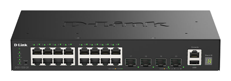 D-Link DGS-1530-20/E commutateur réseau Géré L2 Gigabit Ethernet (10/100/1000) Noir